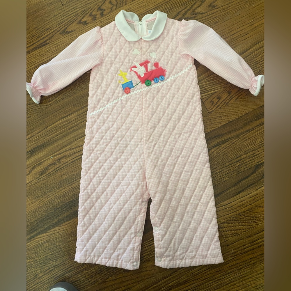 Betti Terrell pink gingham quilted romper